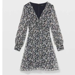 NWT Club Monaco Printed Silk Twist Drape Mini Dress 00P